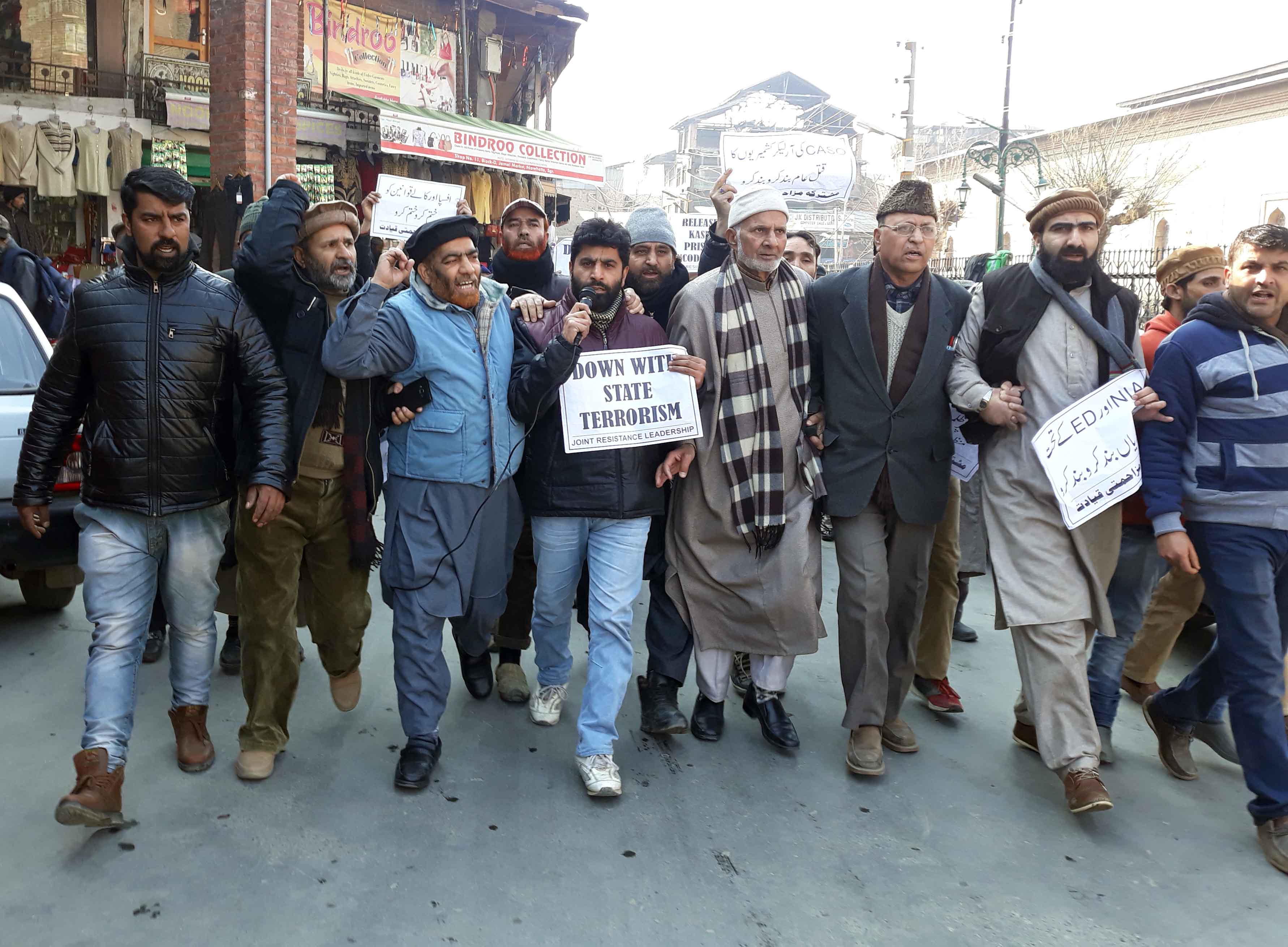 JRL stage protest in old Srinagar city against killings and arrests (2)