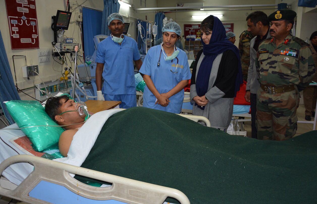 Mehbooba visits Army Hospital, Satwari, enquires about the injured
