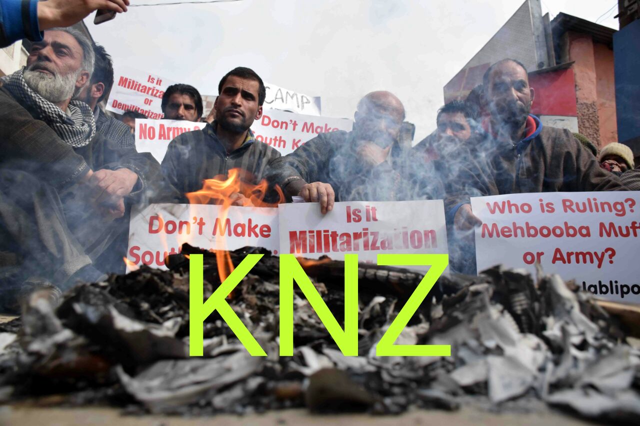Legislator Rasheed, Jablipora residents protest in Srinagar, demand removal of army camp.