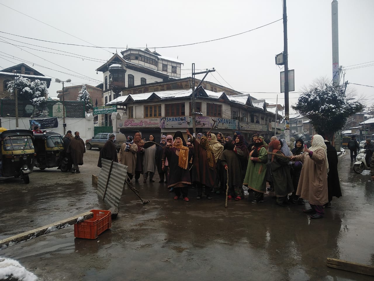 Women protest in downtown Srinagar to demand release of jailed kin