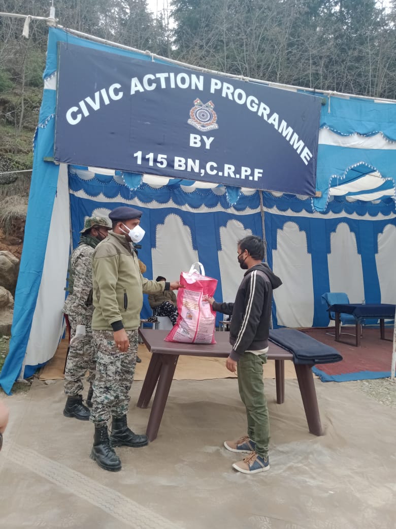115 BN CRPF distributes ration among migrants and locals in Ganderbal amid Covid-19 lockdown