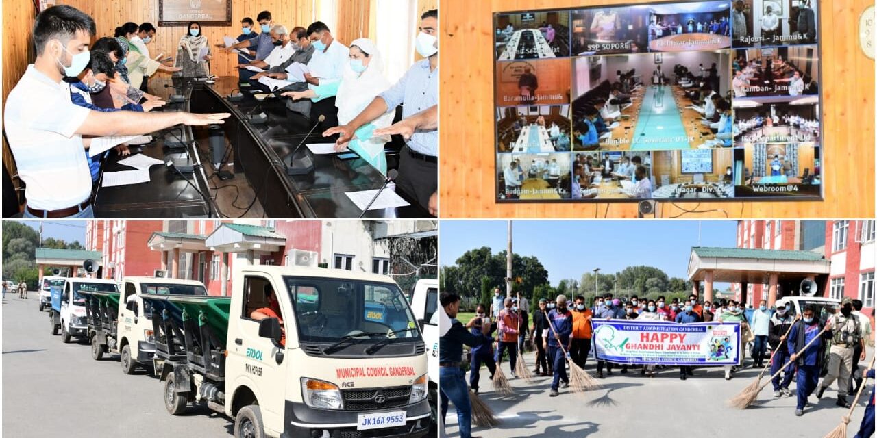 District Admin Ganderbal takes Swachhta Pledge, cleanliness drive on 152nd birth anniversary of Mahatma Gandhi