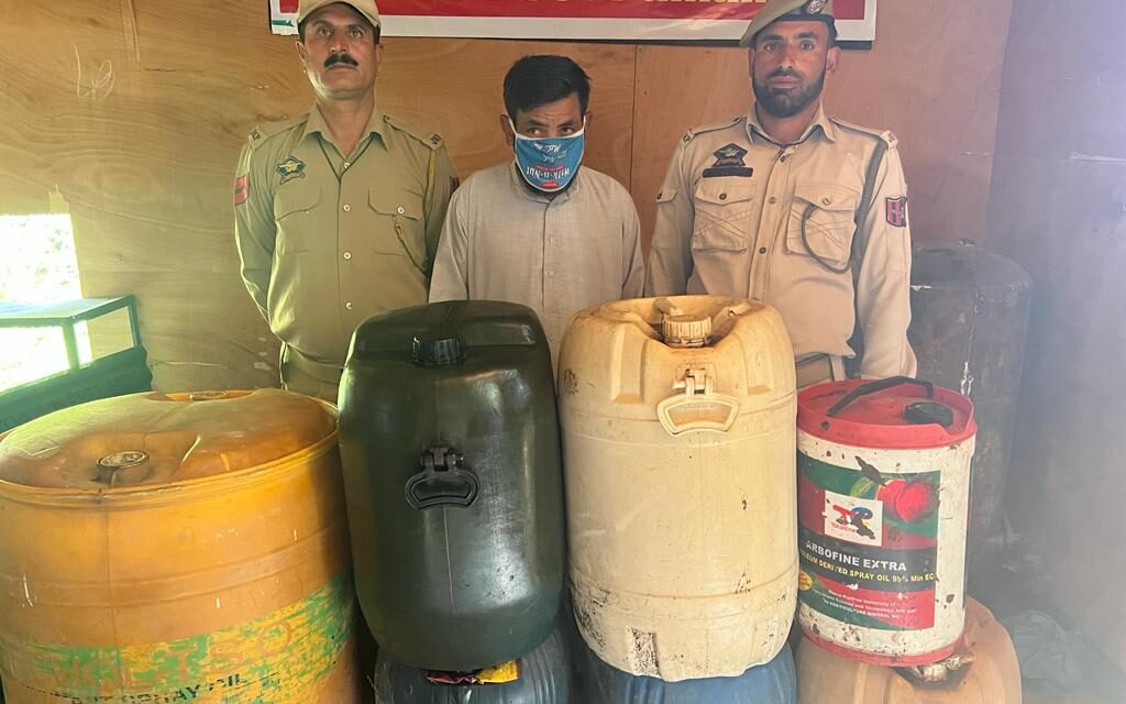 Police arrests shopkeeper for selling petroleum products illegally at exorbitant rates in Baramulla