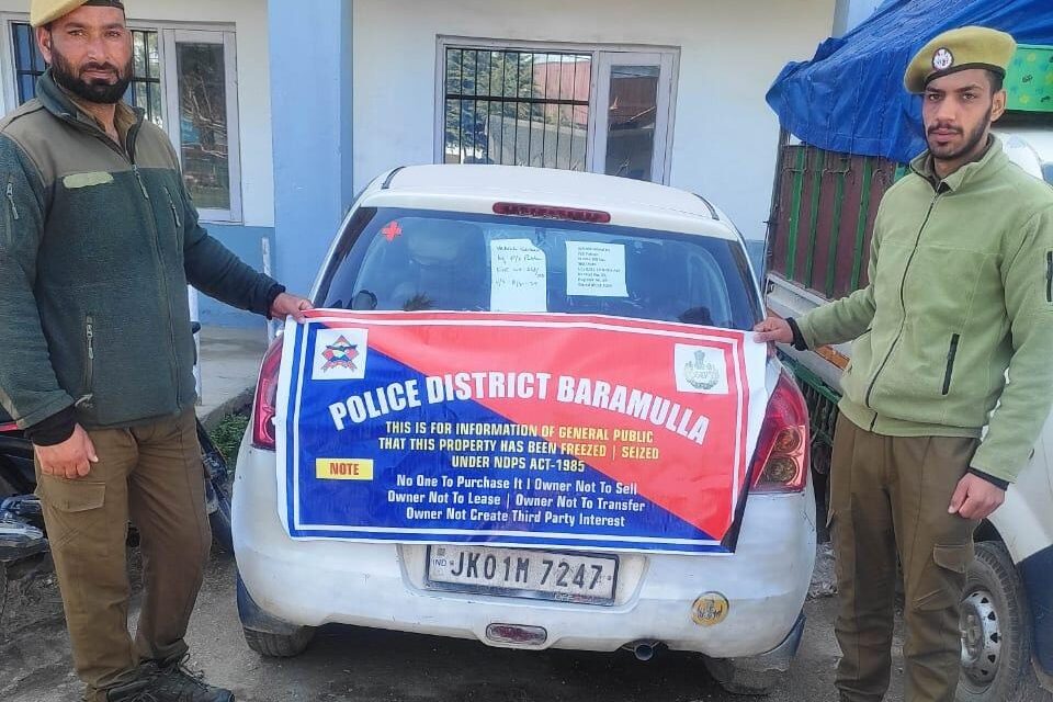 Police Attaches Vehicle Bought from Drug-trafficking Activities, Worth Activities, in Baramulla