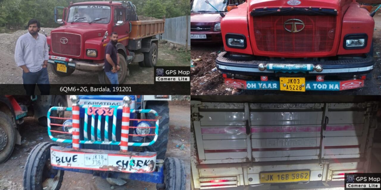 4 vehicles involved in illegal mining seized during night raids in Ganderbal.