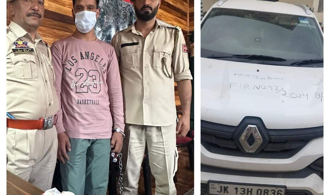 Police arrests a notorious drug peddler in Pulwama; vehicle seized