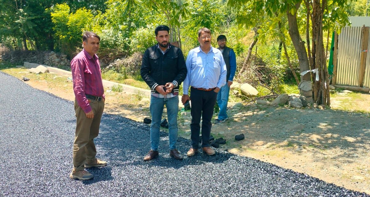 DDC Mudasir Majeed inspects macadamization work on Wussan-Maangam road.