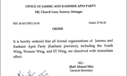 Apni Party Announces Dissolution of All Kashmir Province Organisations