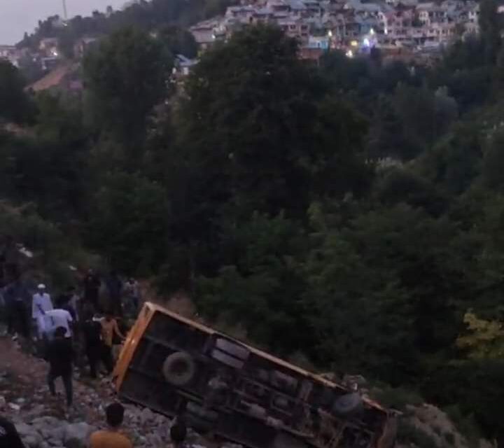 Student, Driver Injured As School Bus Falls Into Gorge in Chrar-e-Sharief Budgam