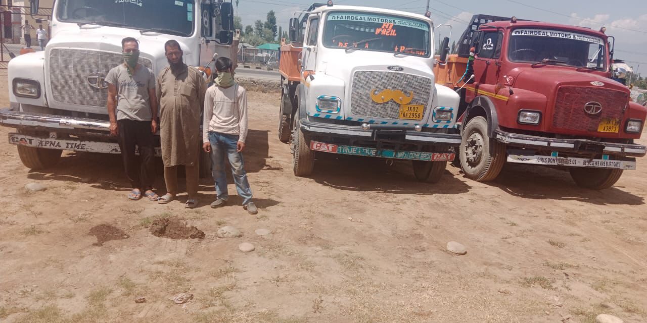 Illegal extraction & transportation of minerals:Police seizes 7 vehicles; arrested 7 drivers in Baramulla & Kulgam