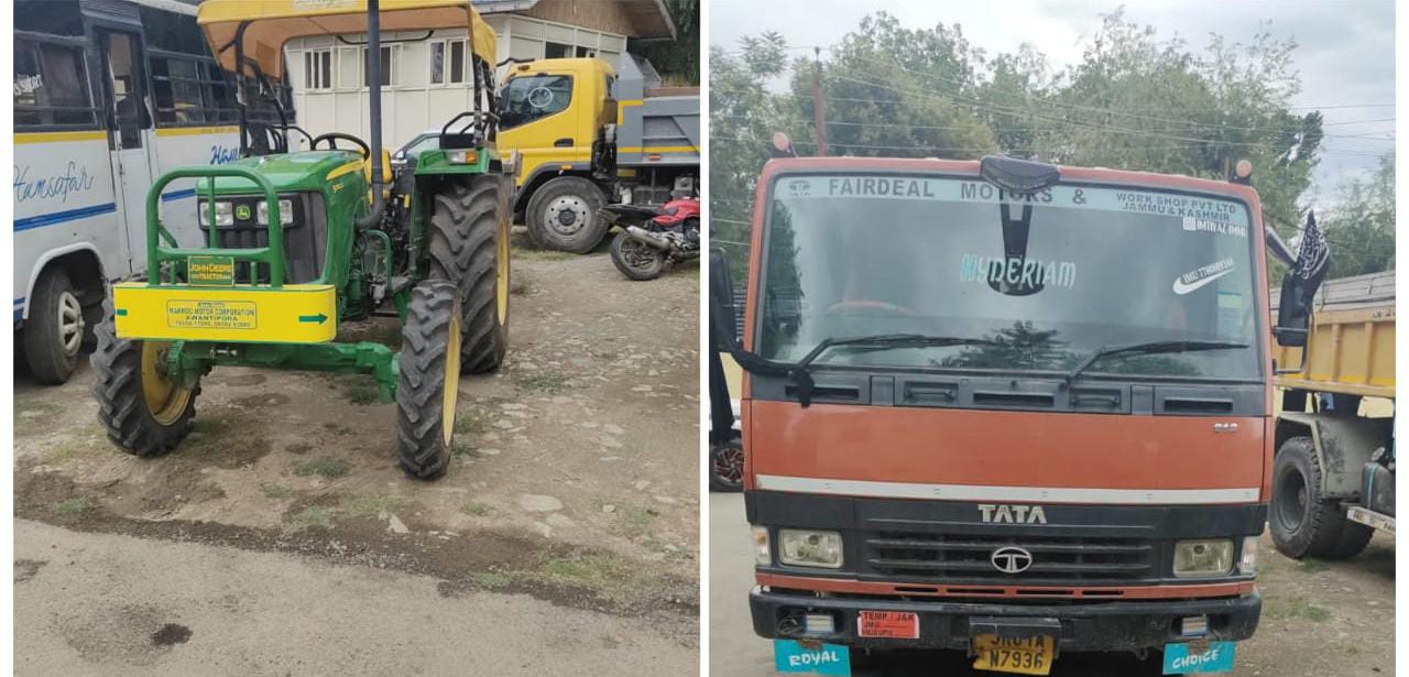 Ganderbal Police alongwith Geology Mining Department Seized 57 Vehicles, 10 FIR’s registered from last 2 months for Illegal Mining