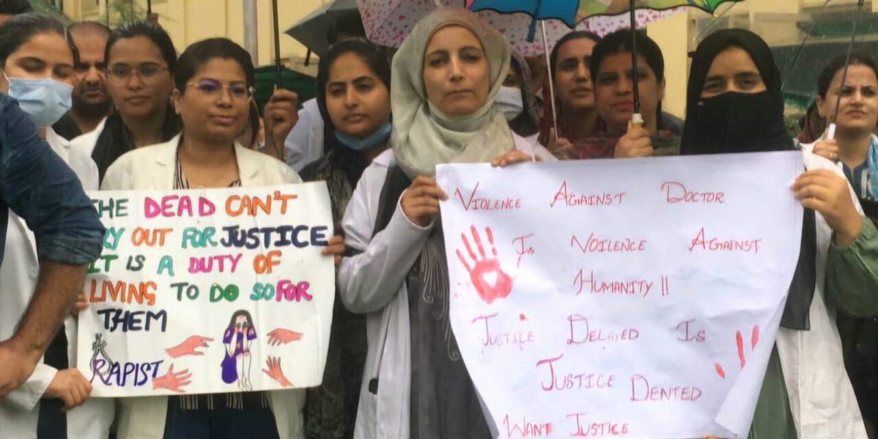 Doctors in Srinagar protest against rape and murder of trainee doctor