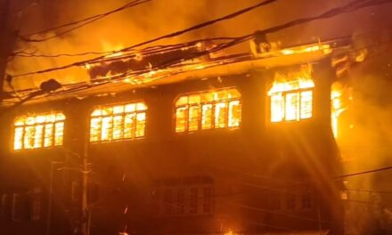 Three-Storeyed residential house engulfed in fire at Srinagar