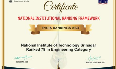 NIT Srinagar secures 79th rank in NIRF engineering category rankings