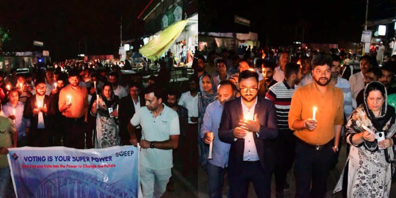 Assembly Elections-2024:District Administration Ganderbal organises Candlelight March for voter empowerment under SVEEP