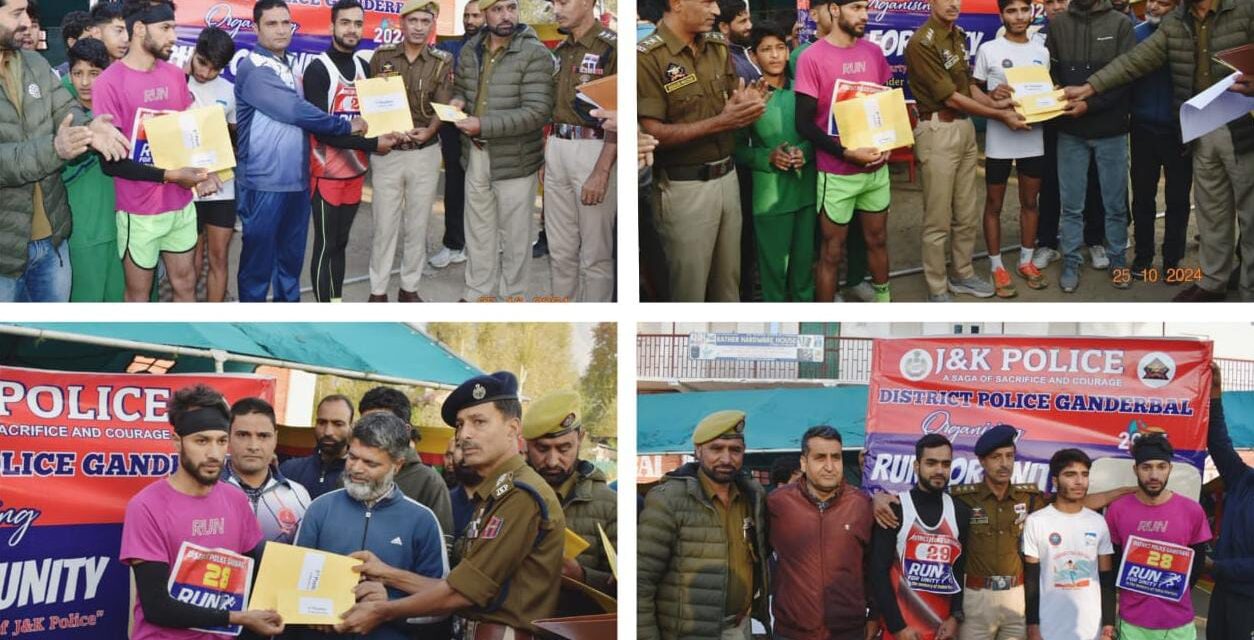 Ganderbal Police organised Marathon, Run For Unity.