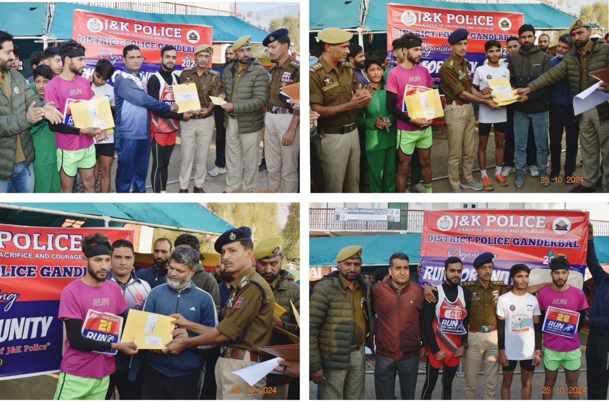 Ganderbal Police organised Marathon, Run For Unity.