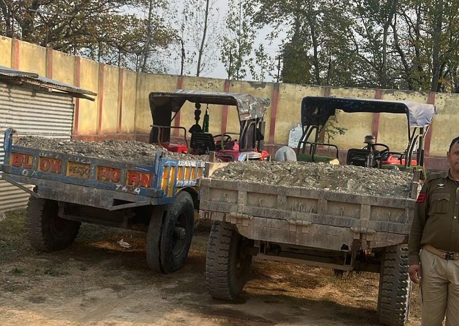 Illegal extraction & transportation of minerals: Police seized 02 Tractors, arrests their drivers in Kulgam