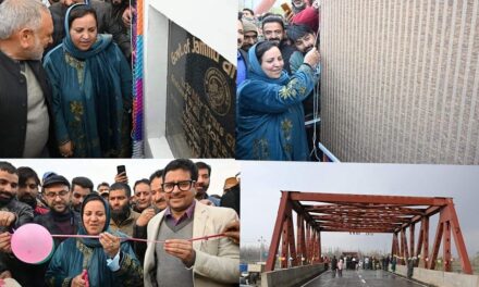 Sakeena Masood inaugurates Shaheed Wali Mohd Itoo Memorial Bridge at Aadigen Kulgam