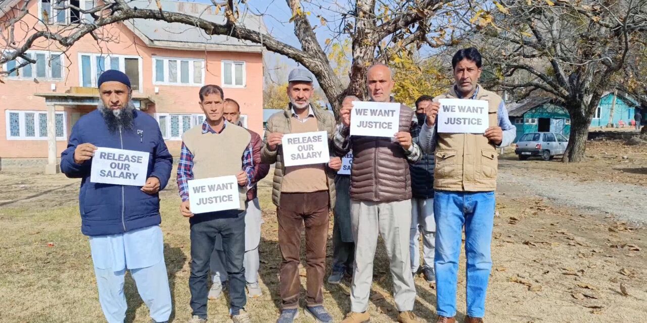 Salary with held for 3 months, Power employees stage protest in Kangan