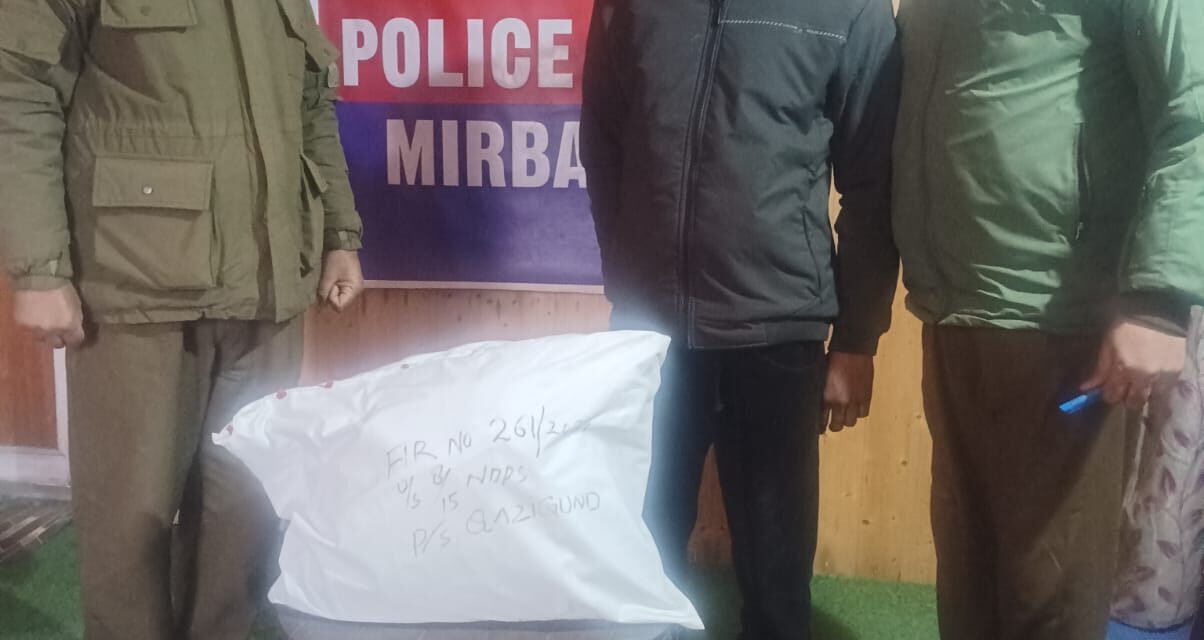 Kulgam Police arrests a drug peddler, contraband substance recovered