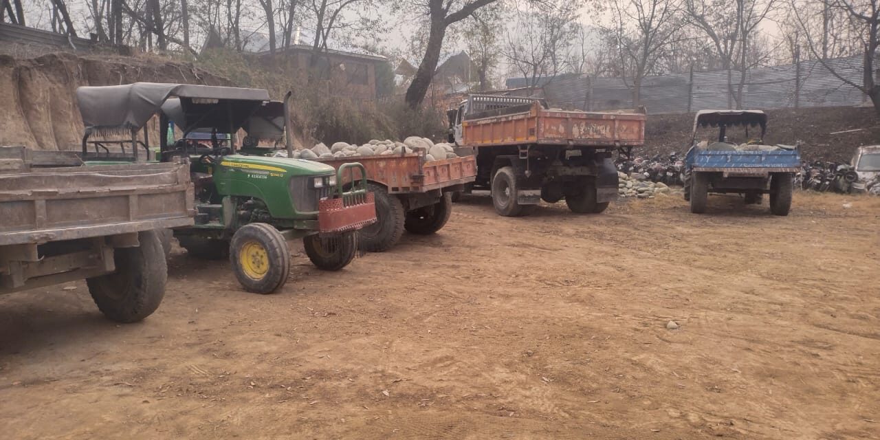 Illegal Mining: Geology and Mining Department Seizes 12 Vehicles in Ganderbal