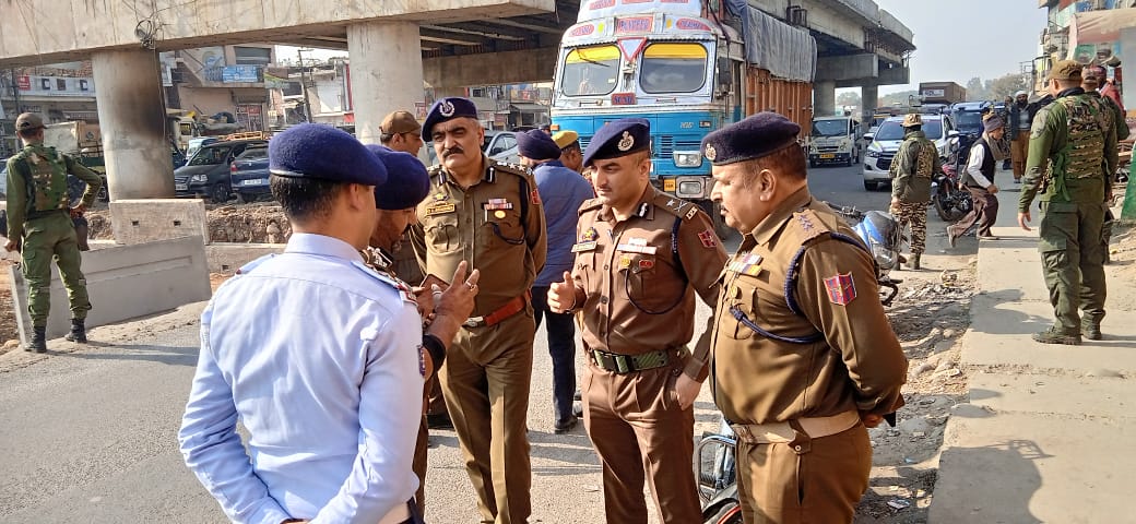 M Suleman Choudhary-IPS, IGP Traffic J&K assesses Traffic Scenario and Ongoing Construction Work in Samba & Kathua