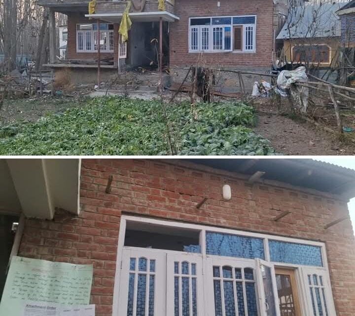 Kulgam Police attaches immovable property under Unlawful activities (prevention) act, 1967 (UAPA) at Chenigam, Frisal where 04 terrorists were neutralized on 06 July 2024