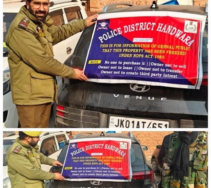 Handwara Police Seizes Vehicle of Notorious Drug Peddler Worth Rs 10.5 Lacs