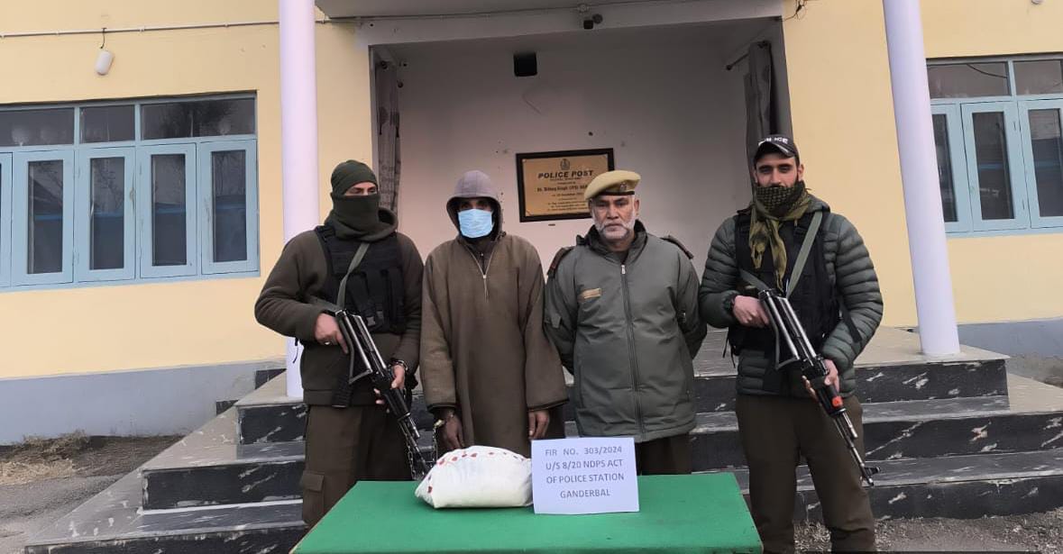 Ganderbal Police arrested drug peddler and seizes contraband substance.