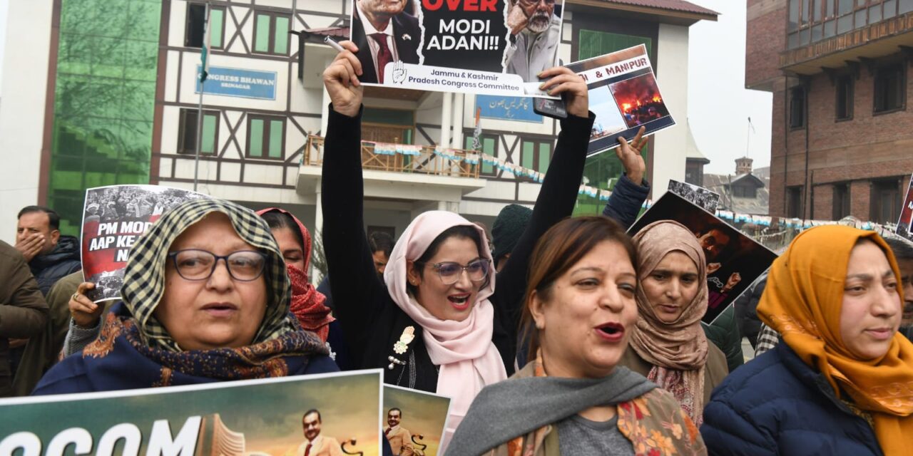 Police foil J&K Congress’ march to Raj Bhavan seeking Adani’s arrest in Srinagar