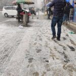 Snowfall Turns Srinagar Footpaths Treacherous Under Smart City Project