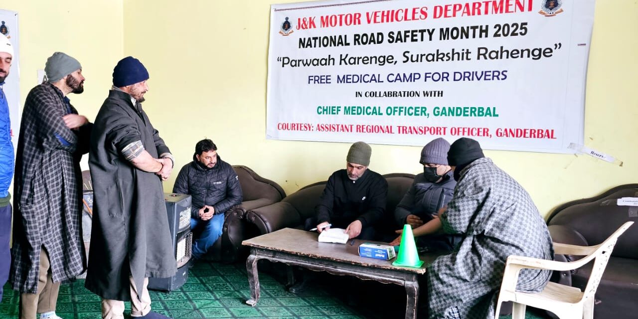 Motor Vehicle Department Ganderbal Organizes Free Medical Camp in Collaboration with CMO Ganderbal