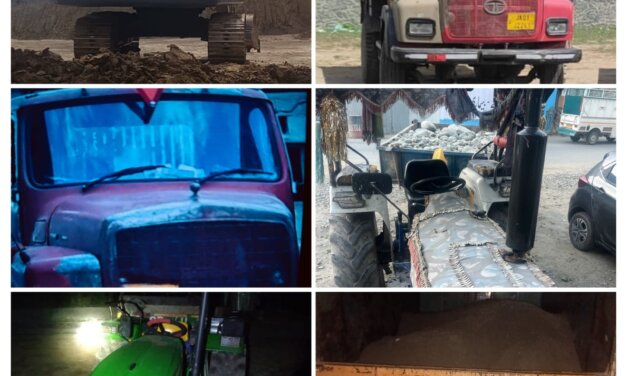Action Against Illegal Mining Continues:Police seizes 06 vehicles for illegal extraction & transportation of minerals in Ganderbal
