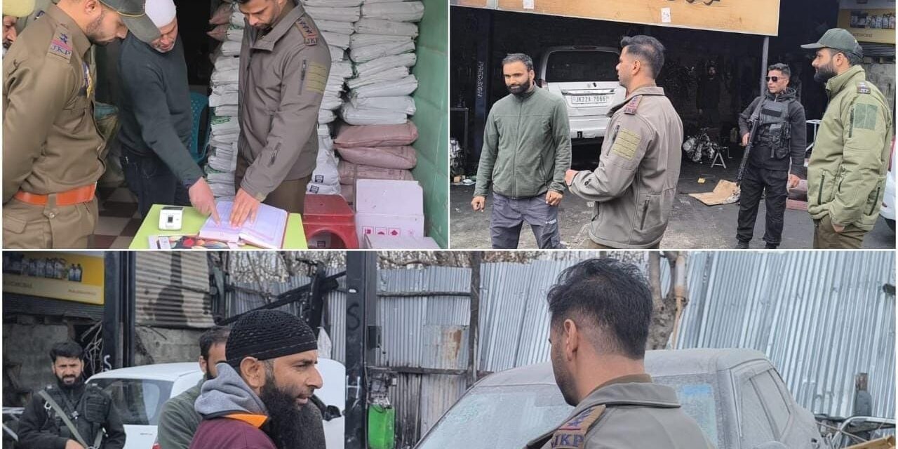 J&K Police Conduct Inspection of Chemical, Fertilizer shops and Garages in Kulgam
