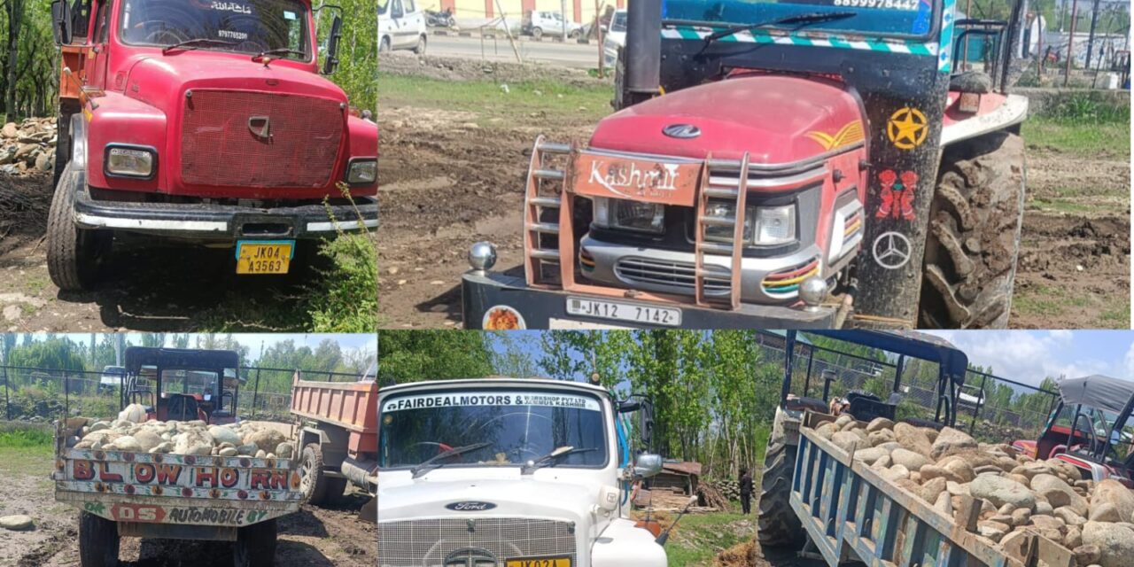 DMO Baramulla Conducts Surprise Inspection in Kunzer–Tangmarg, Seizes Vehicles Involved in Illegal Mining