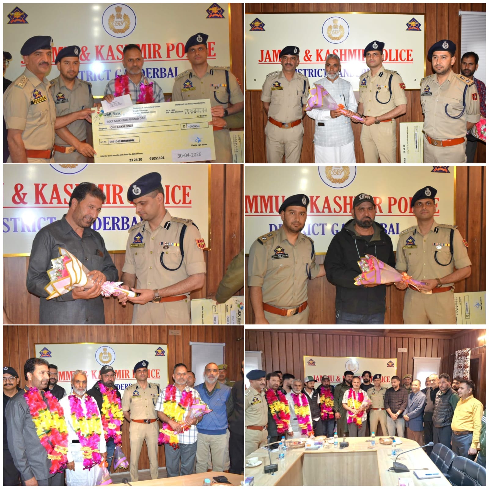 J&K Police accords warm send-off to 04 police personnel on their superannuation in Ganderbal