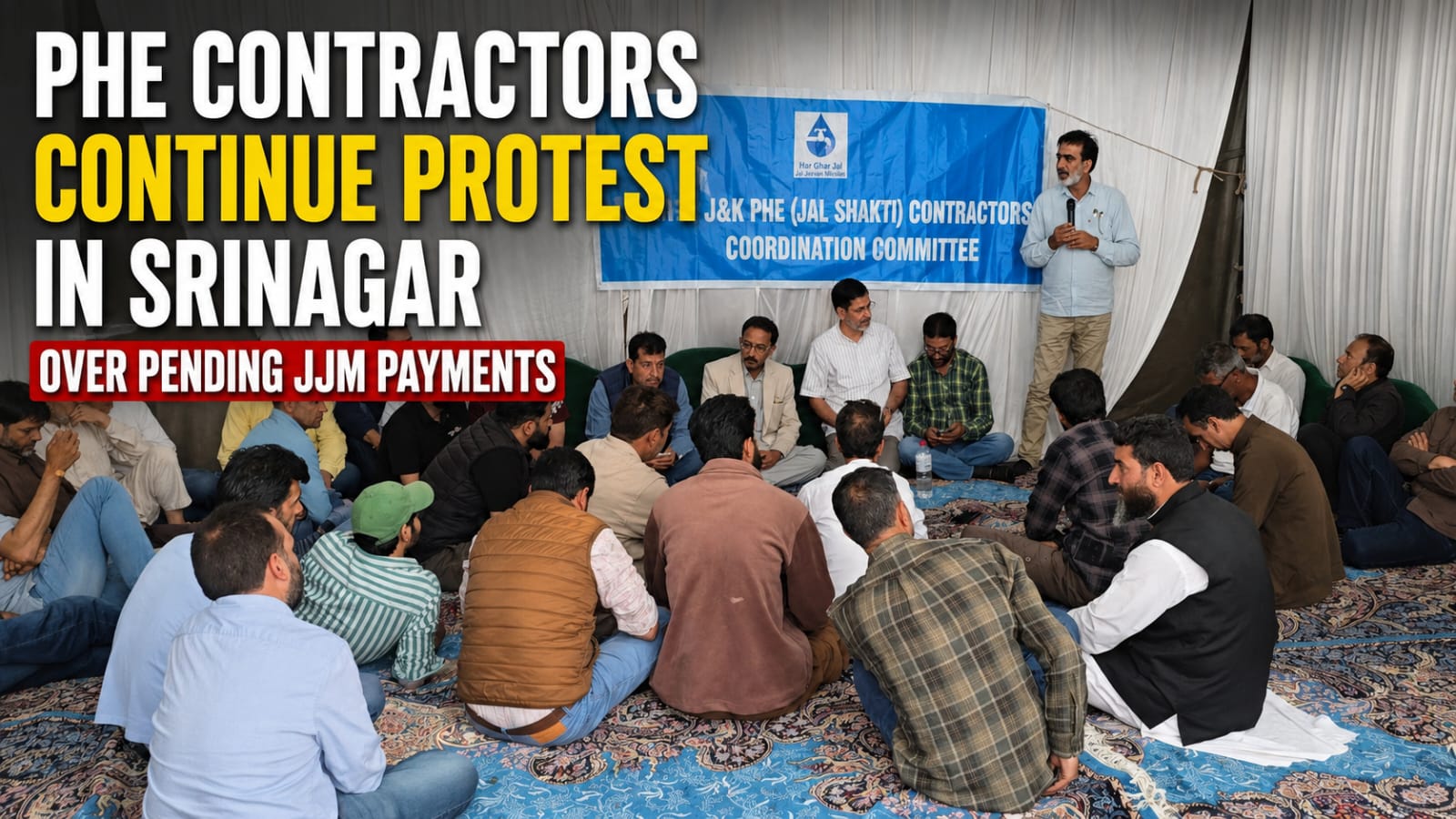 PHE Contractors Continue Protest in Srinagar Over Pending JJM Payments