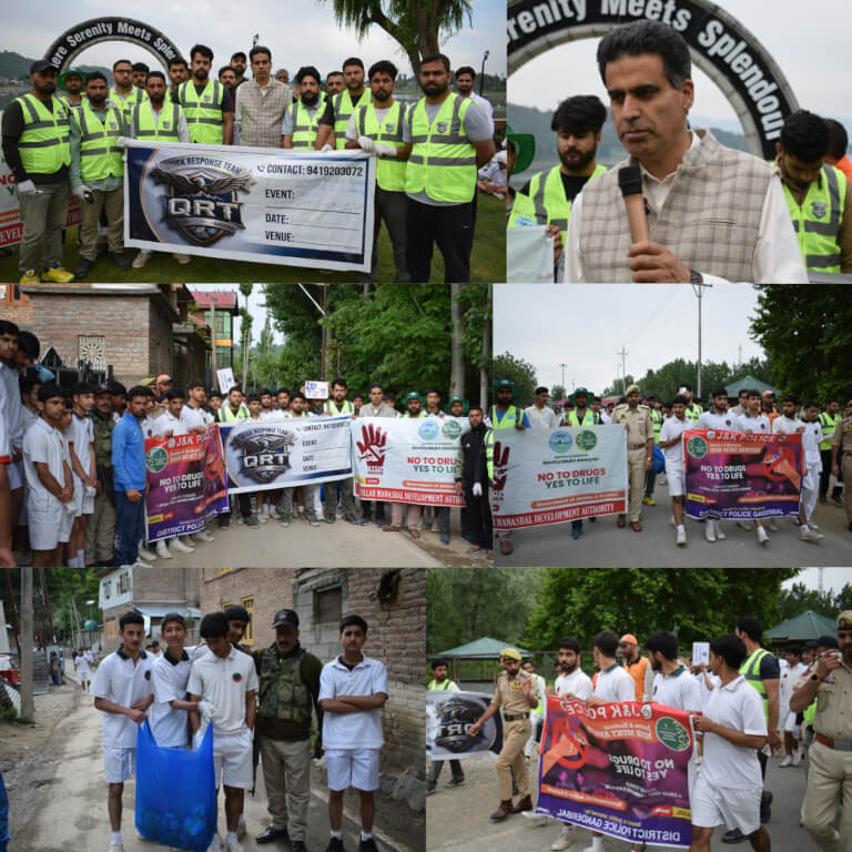 Manasbal Dev Authority holds sanitation, anti-drug rallies