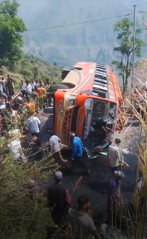 Bus Overturns on Gool-Sangaldan Road, One Dead, Several Injured