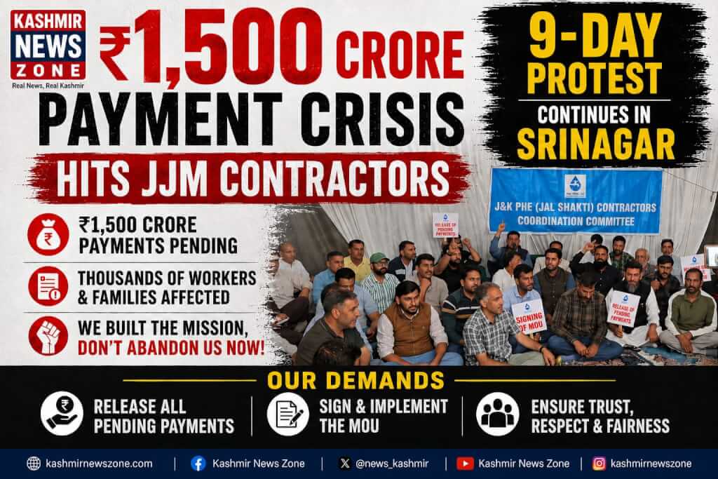 ₹1,500 Crore Payment Crisis Hits JJM Contractors; 9-Day Protest Continues in Srinagar