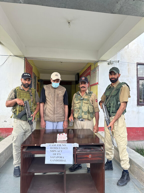 One More Drug Peddler Held in Safapora; Heroin-Like Substance Recovered: Ganderbal Police