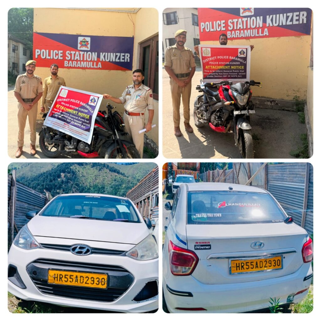 Police attaches vehicles linked to drug trafficking case in Baramulla