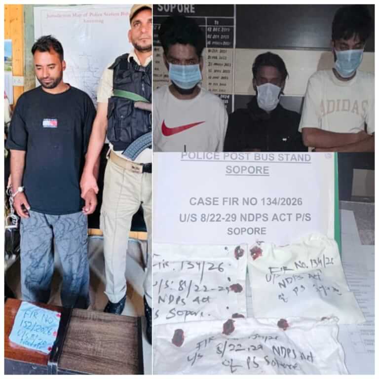 Police Intensify War Against Drugs; Four Drug Peddlers Arrested in Anantnag & Sopore