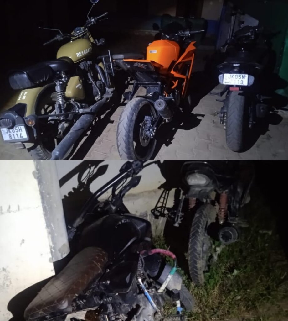 5 motorcycles seized Baramulla 5 motorcycles seized Baramulla