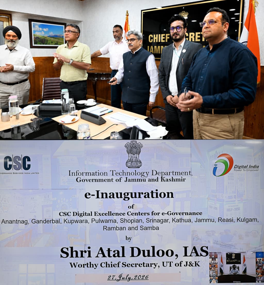 Chief Secy inaugurates ‘CSC Digital Excellence Centres’ across districts