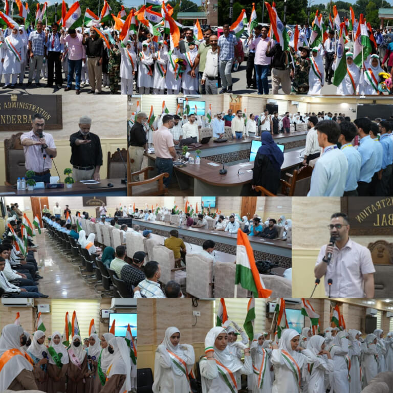 Har Ghar Tiranga’ Campaign Gains Momentum Across Ganderbal; Mass Pledge, National Anthem Singing and Tiranga Rallies Held