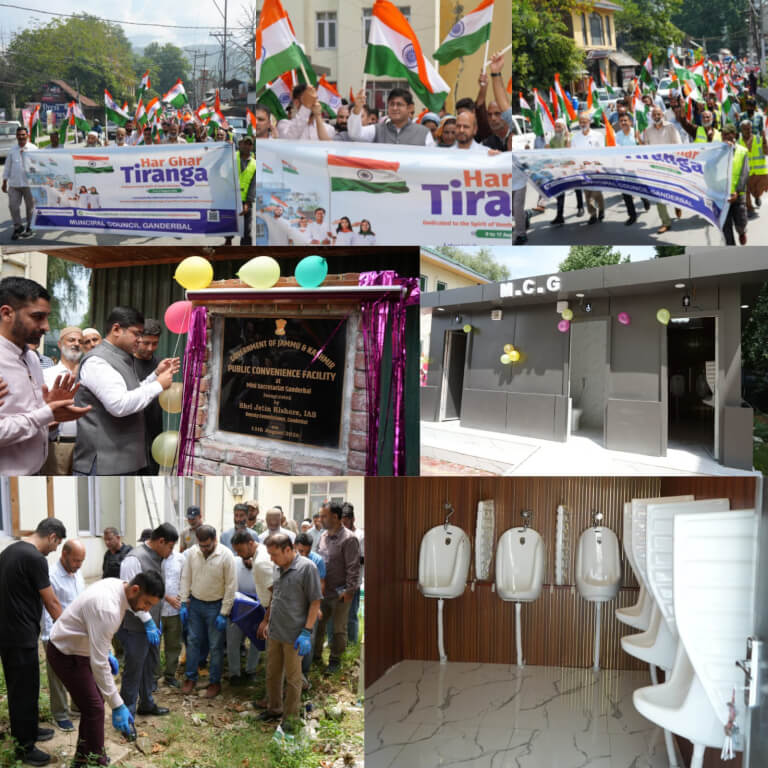 DC Ganderbal leads Cleanliness Drive under Har Ghar Tiranga campaign;Inaugurates Public Convenience Facility at Mini Secretariat