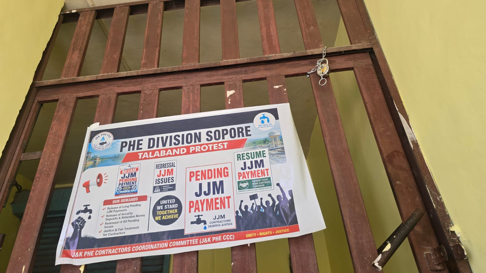 PHE Contractors Lock Offices Across Kashmir Over Pending JJM Payments