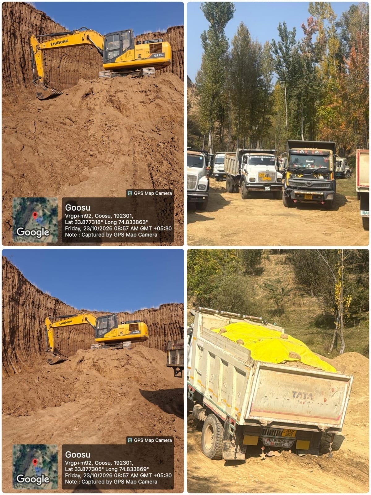 Action Against Illegal Mining;Police Seizes 23 Dumpers/Tippers, 01 Excavator In Pulwama